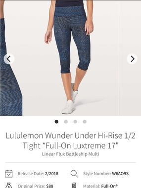 Lululemon Wunder Under Hi-Rise 1/2 Tight - Battleship Blue Multi